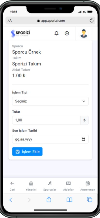 Aidat Takibi Ekranı